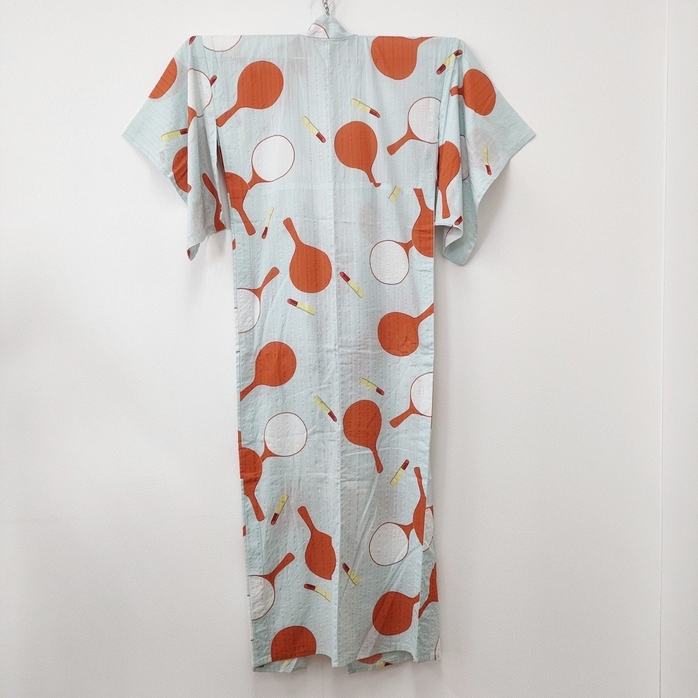 DOUBLE MAISON Hand mirror, lipstick, cotton, yukata Light blue orange 6-0620S△