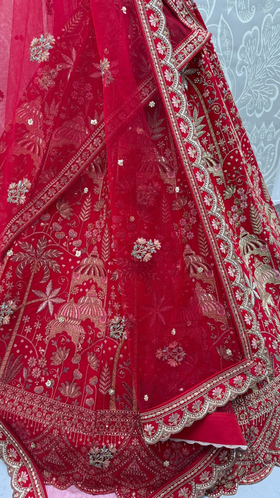 Luxury Silk Lehenga Choli Dori Zari Sequins Bridal Reception Outfit