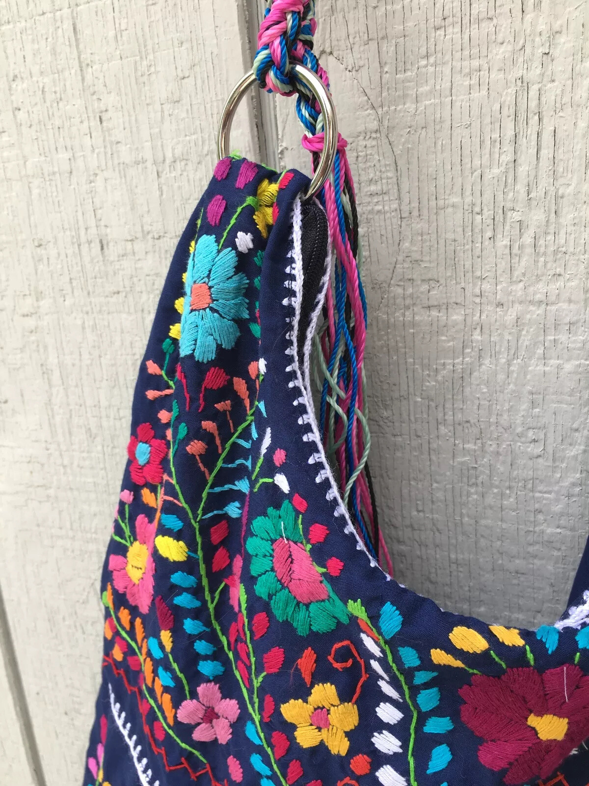 Handmade Floral Embroidered Mexican Satchel Morral Bag – Bolsa Bordada Mexicana
