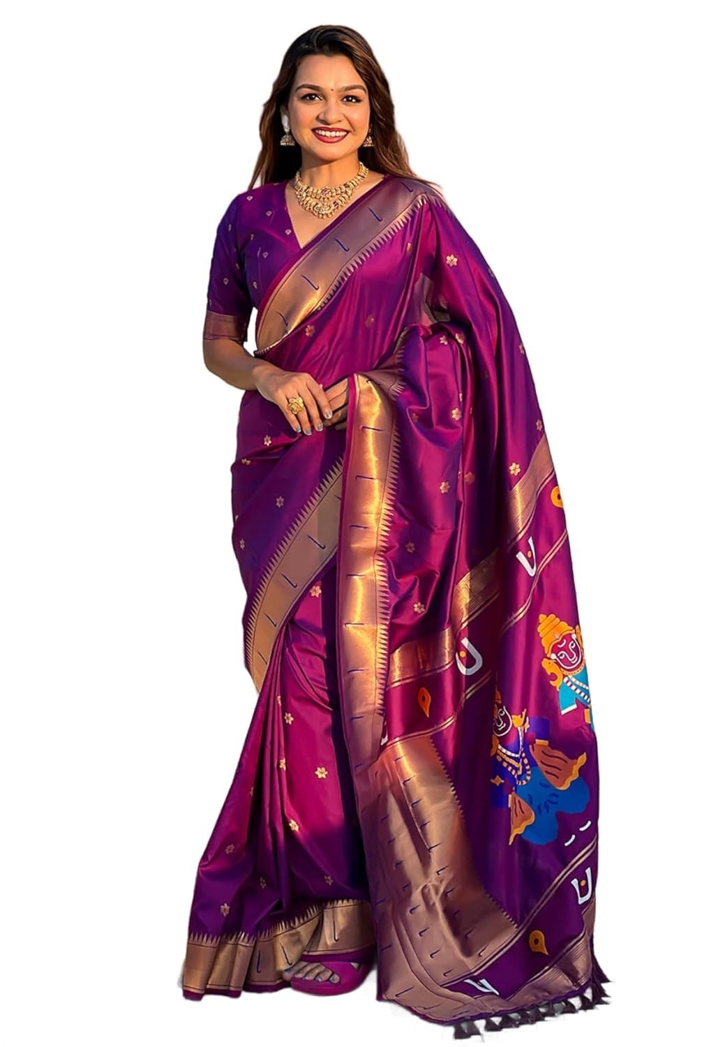 Womens Kanjivaram Banarasi Silk Saree Patola saree with Unstitched blouse piece