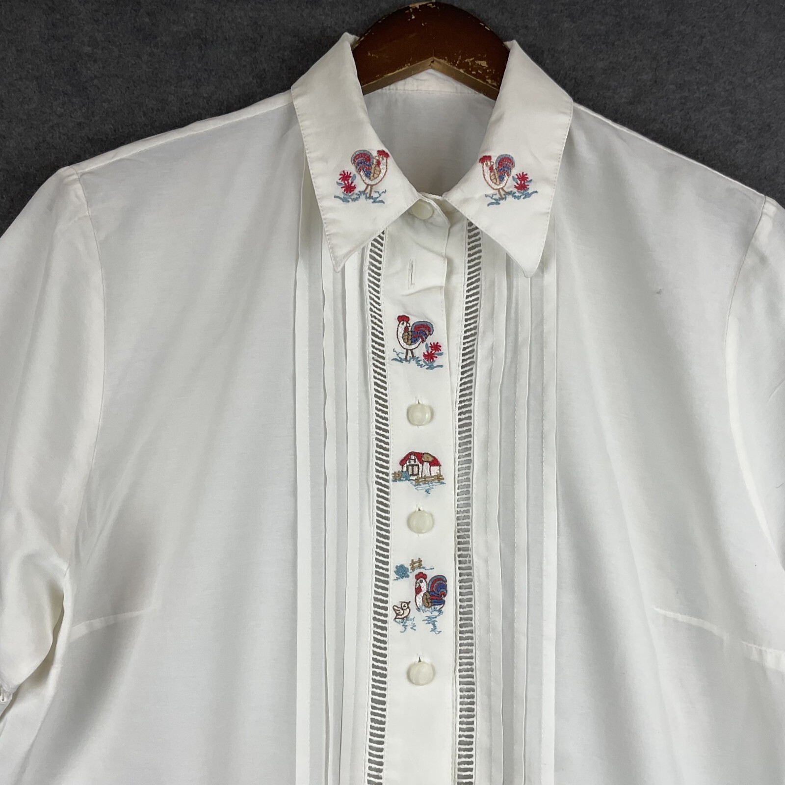 Dirndl Blouse Embroidered Austrian Bavarian Top Octoberfest Folk Festival Size L