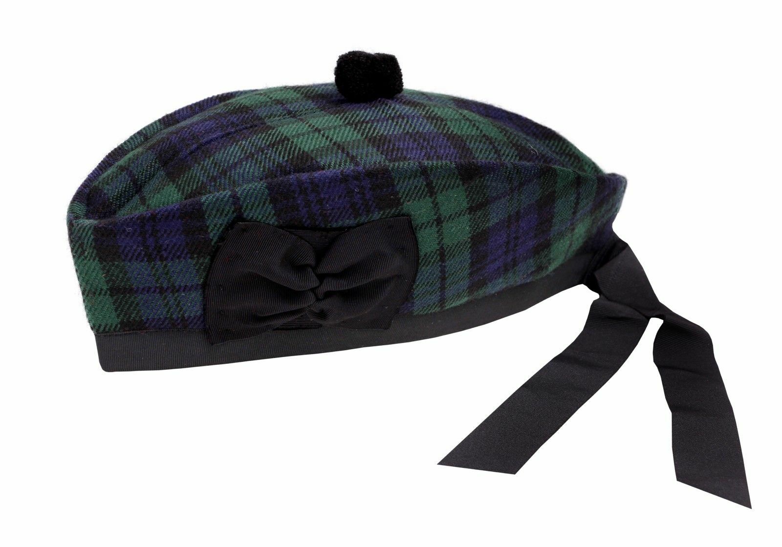 Glengarry Scottish Piper Kilt hat Wool Black Watch tartan Hats bagpipe hat
