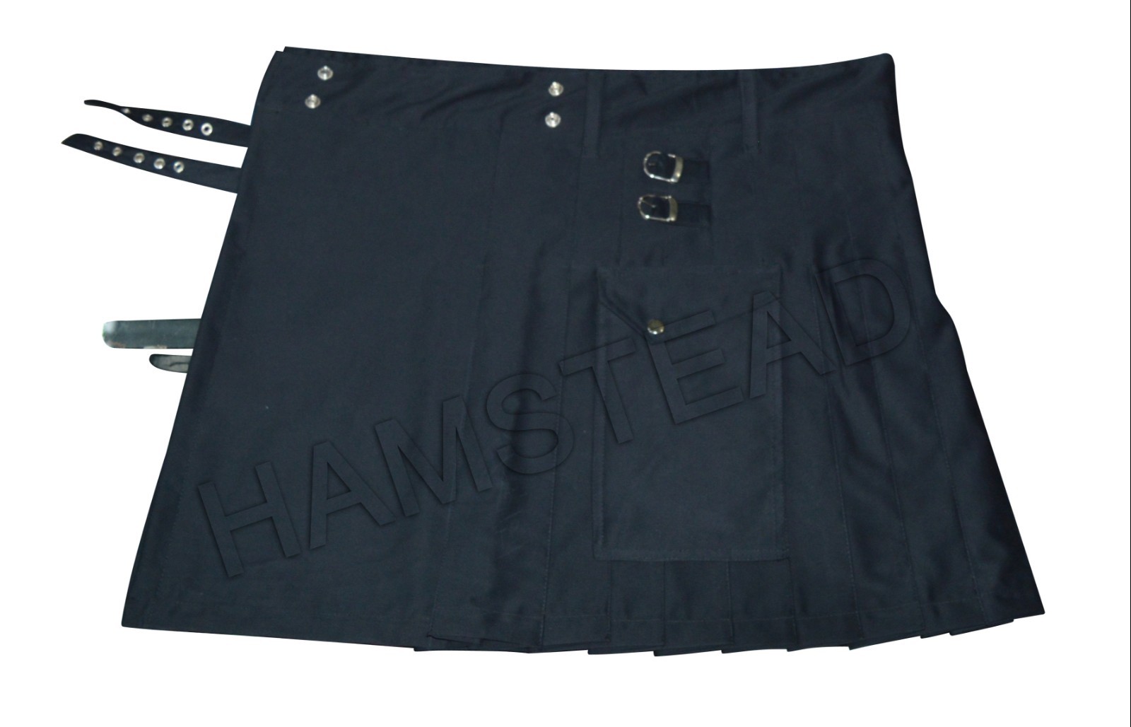 Ladies Plain Black Drilled Cotton Fashion Utility Triangular Pocket new Kilts