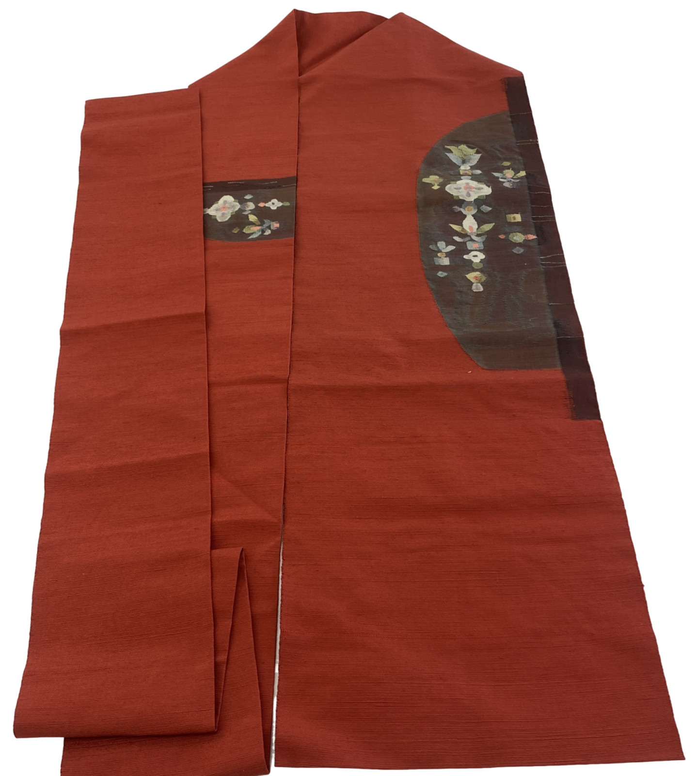 Japanese Vintage Kimono Nagoya Obi Cotton Red Traditional Embroidery 143x 12 in