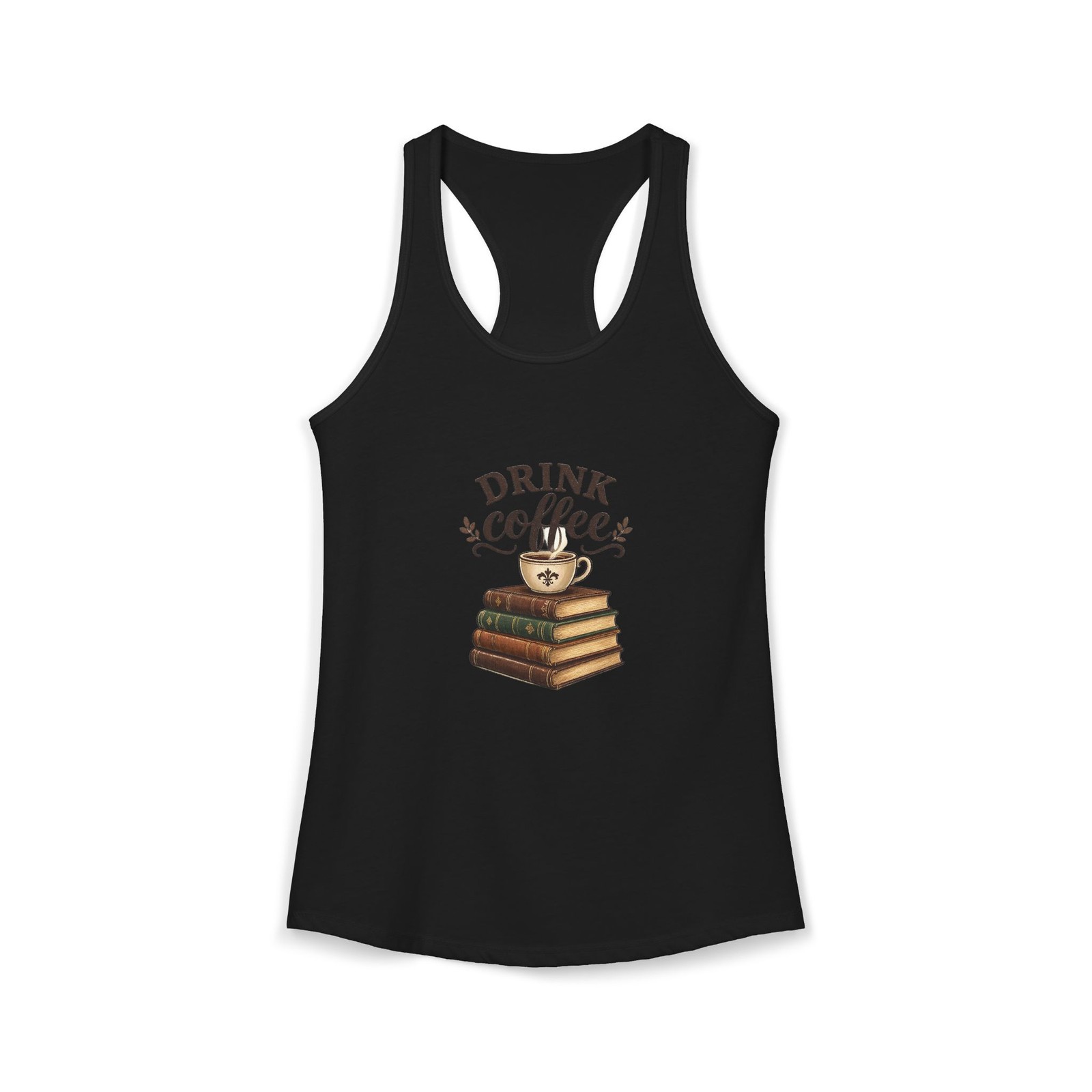 Women’s Drink Coffee Read Books Be Happy Tank Made in USA