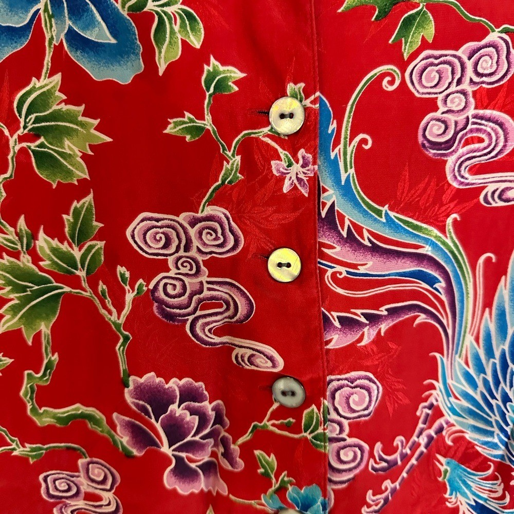 Chico’s VINTAGE Silk Button Front Floral Peacock Kimono/Dress | Sz 2 (Med)