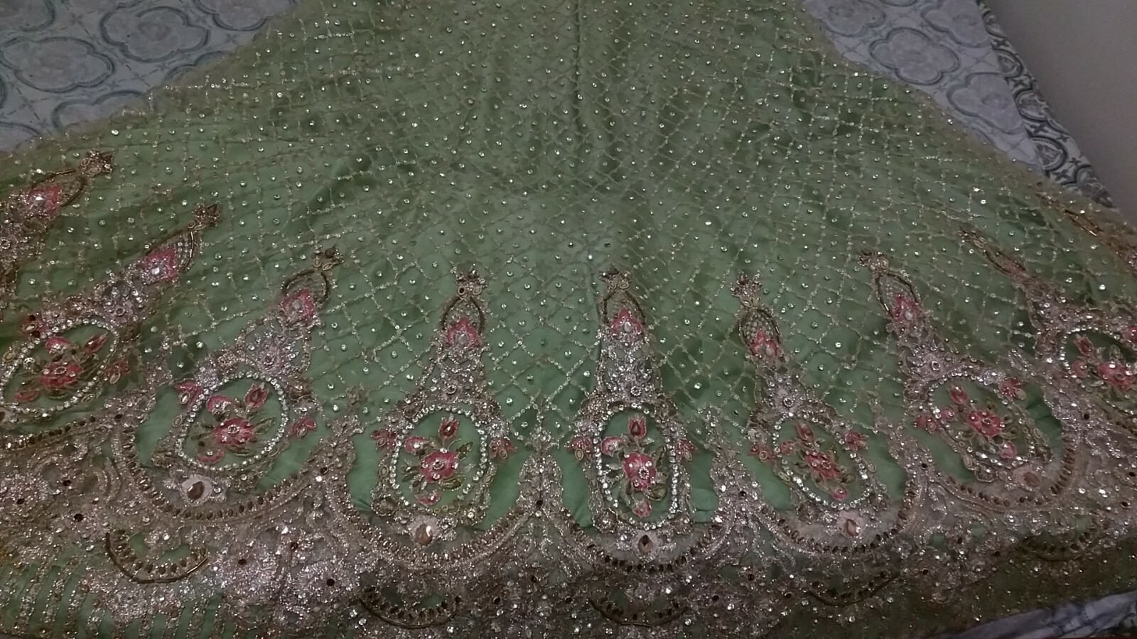 indian embroidery and stone work long gown dresses for women size 40