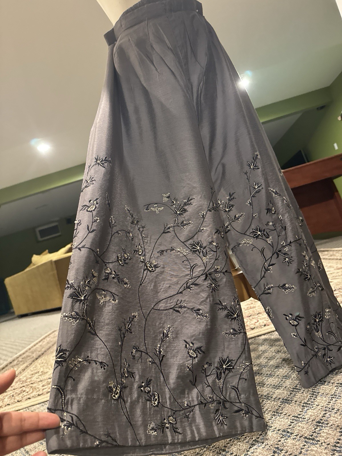 Pakistani Indian Designer Kameez Farshi Shalwar Pajama Pants Wide Leg Trouser XL