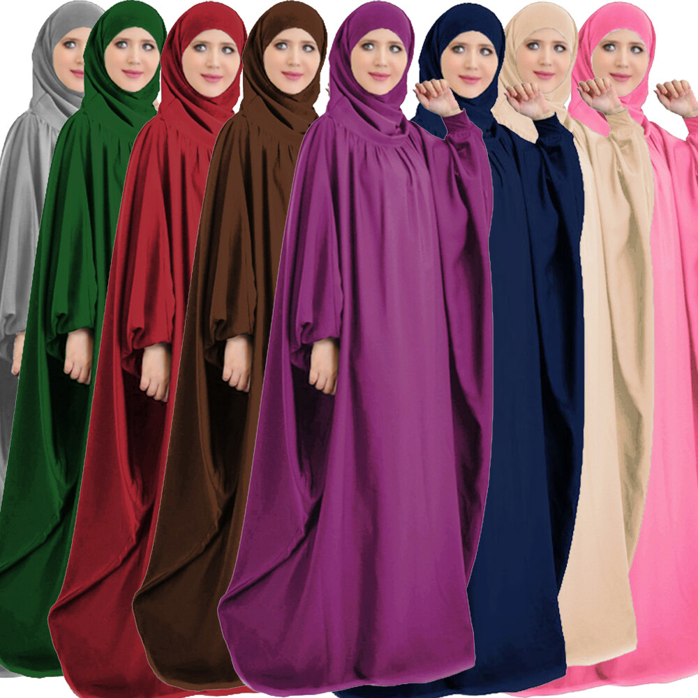 Abaya Prayer Kaftan Caftan Khimar Hooded Maxi Dress Muslim Women Burqa Robe Gown