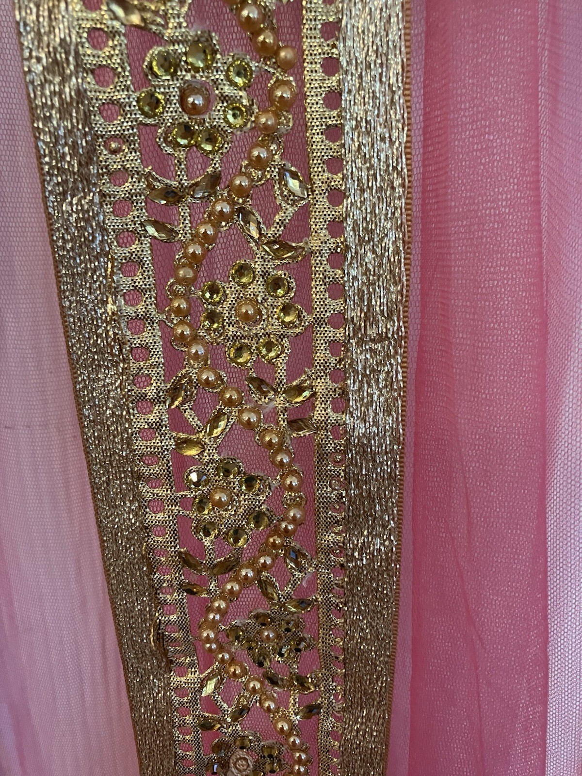 Indian Pakistan Bangladeshi embroidered Sheer Pink Long Vest