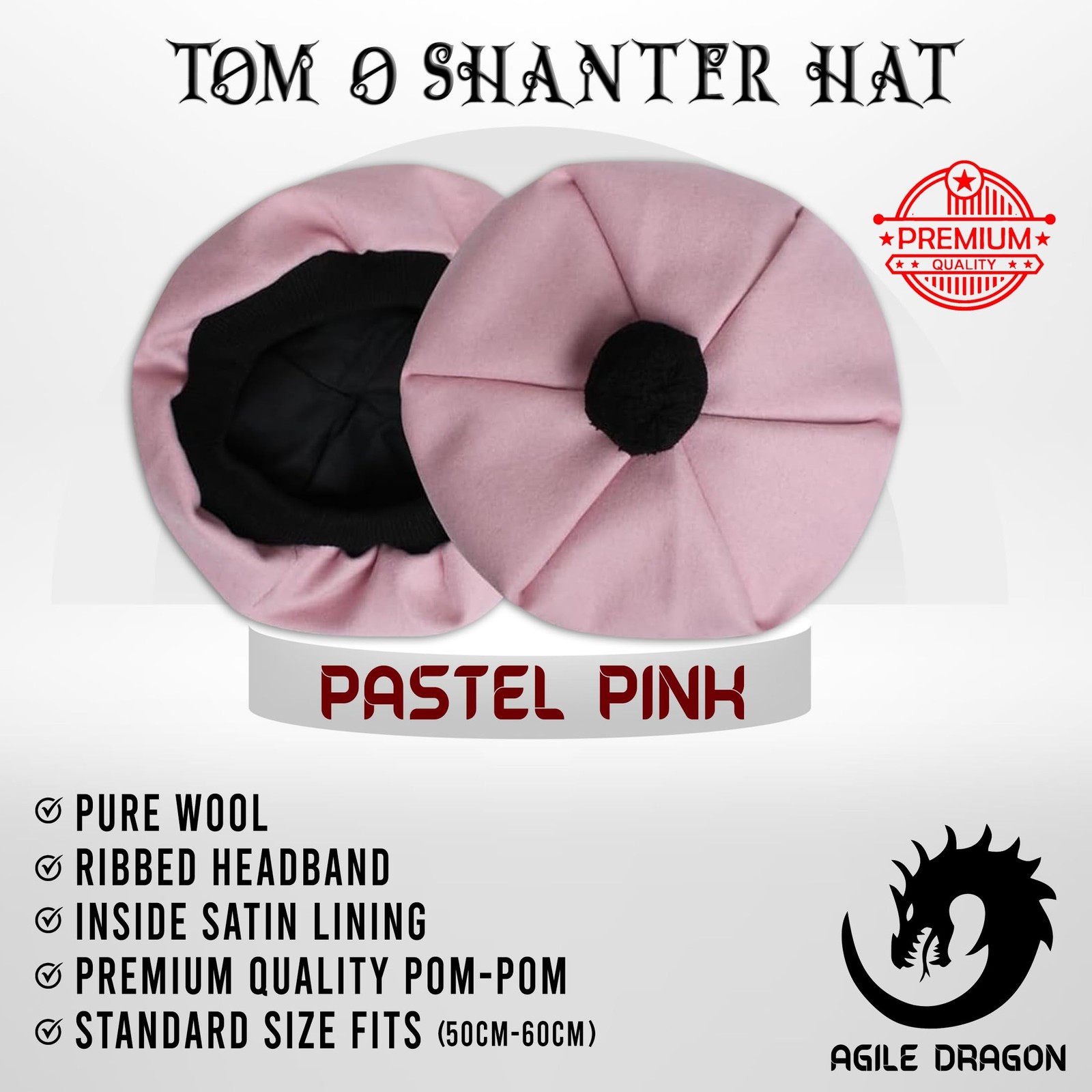 Traditional Scottish Tam O’ Shanter Cap – Wool Tartan Bonnet with Po