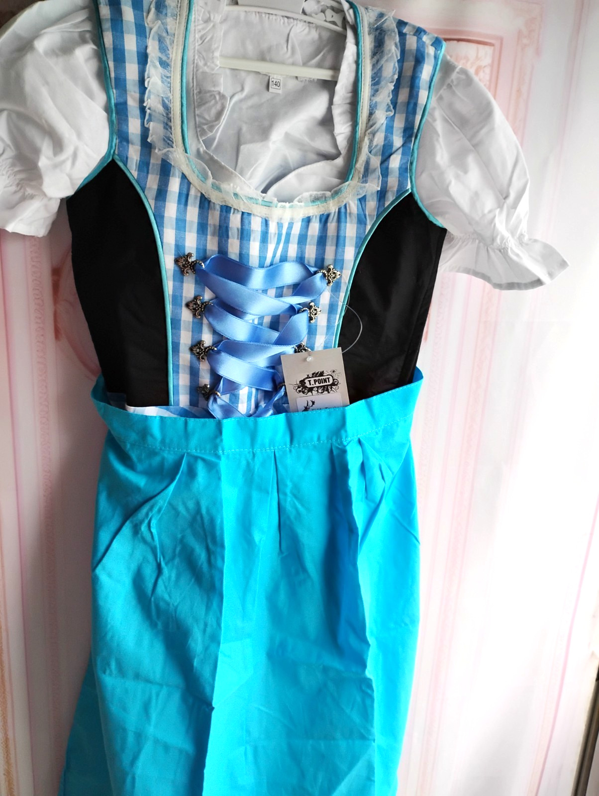 NEW! KID Sz 10 NEW!Germany,Trachten,Oktoberfest,Dirndl Dress 3-pc,Blue,Black
