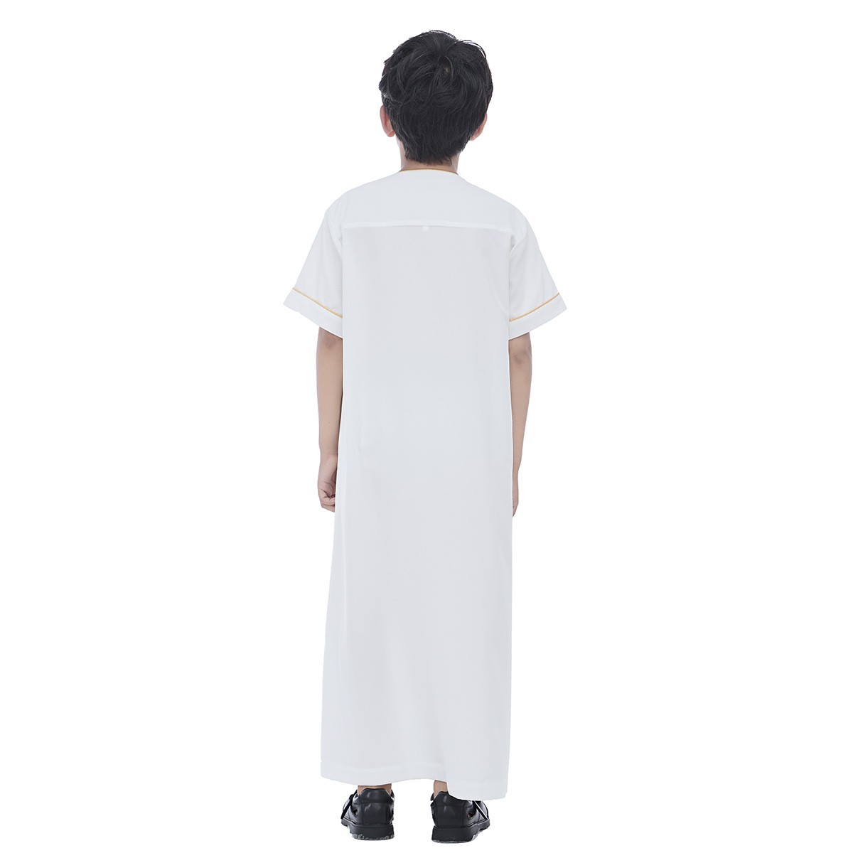 Eid Muslim Boy Robe Fashion Arab Jubba Thobe Short Sleeve Abaya Islamic Clothing