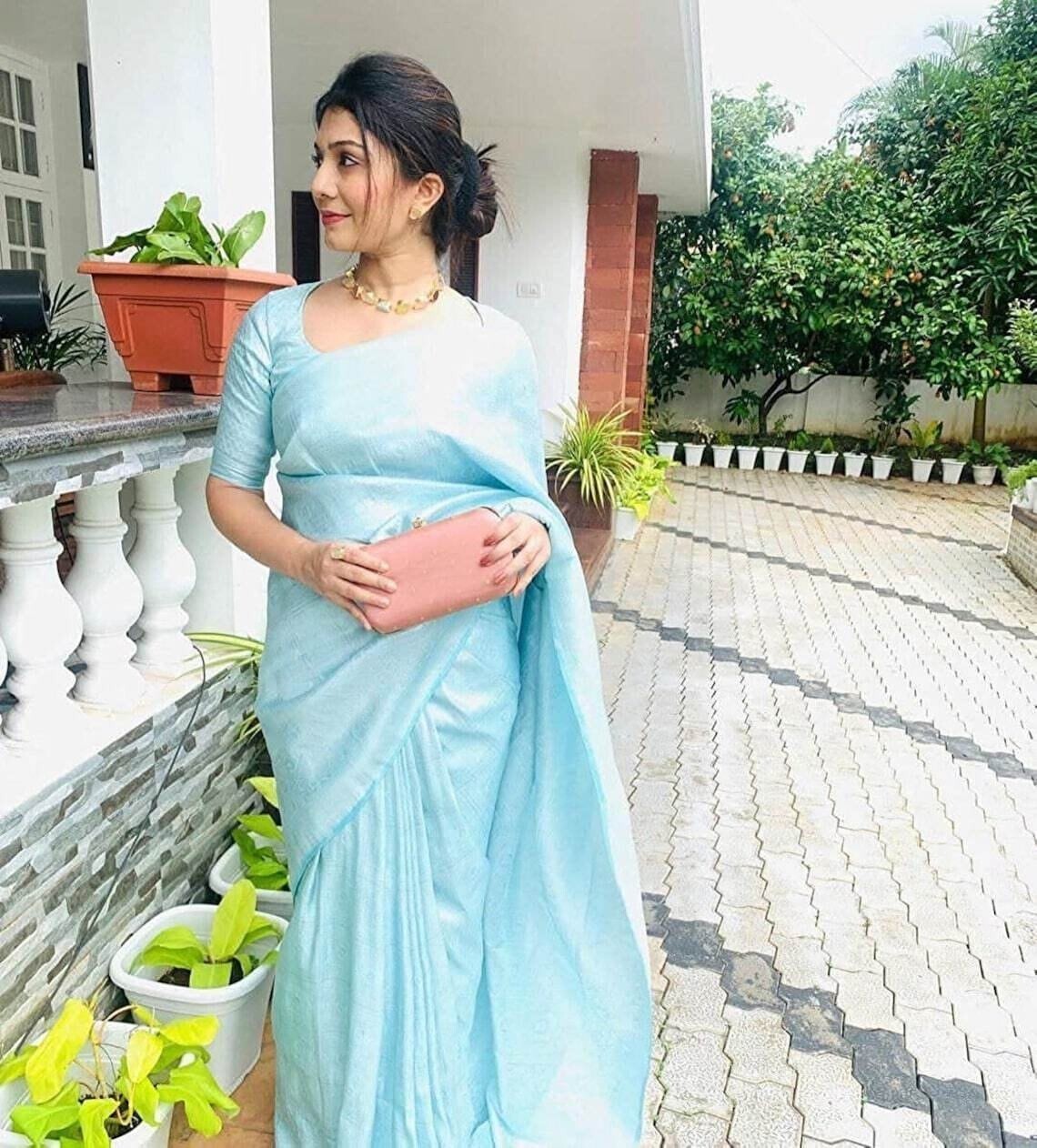 Beautiful Designer Saree Sky Blue Saree | Bridal Saree | New Sari