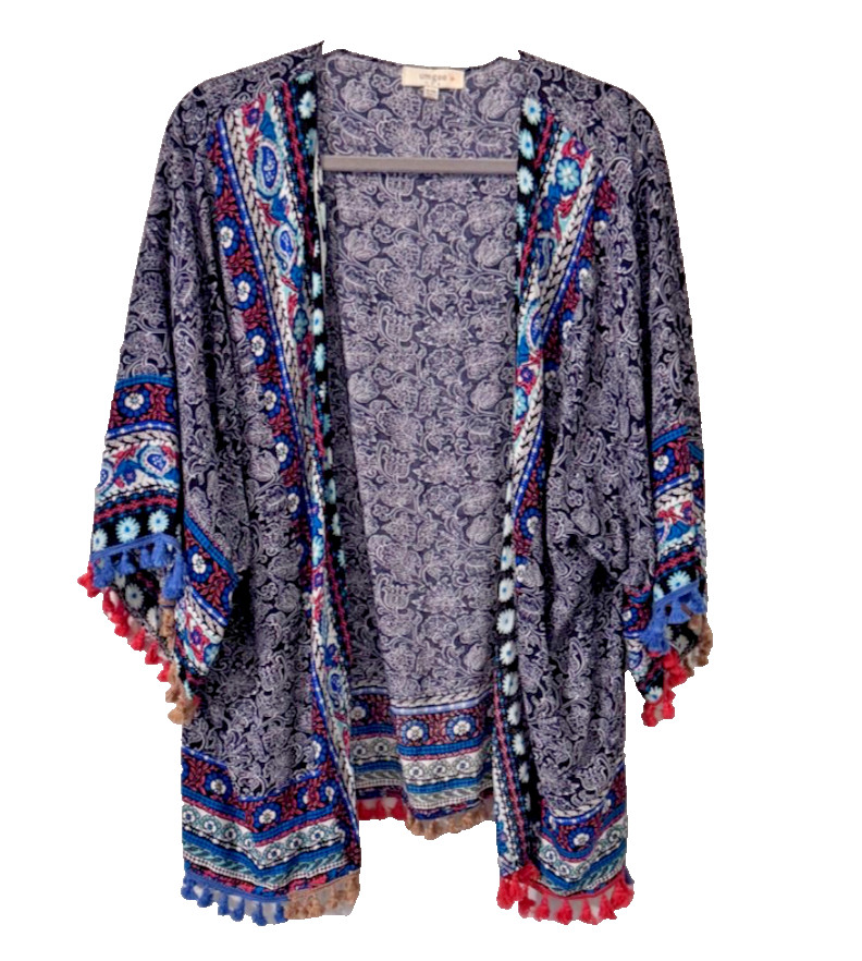 UMGEE Floral Kimono Short Sleeve Open Front Kaftan Sz XL/XXL