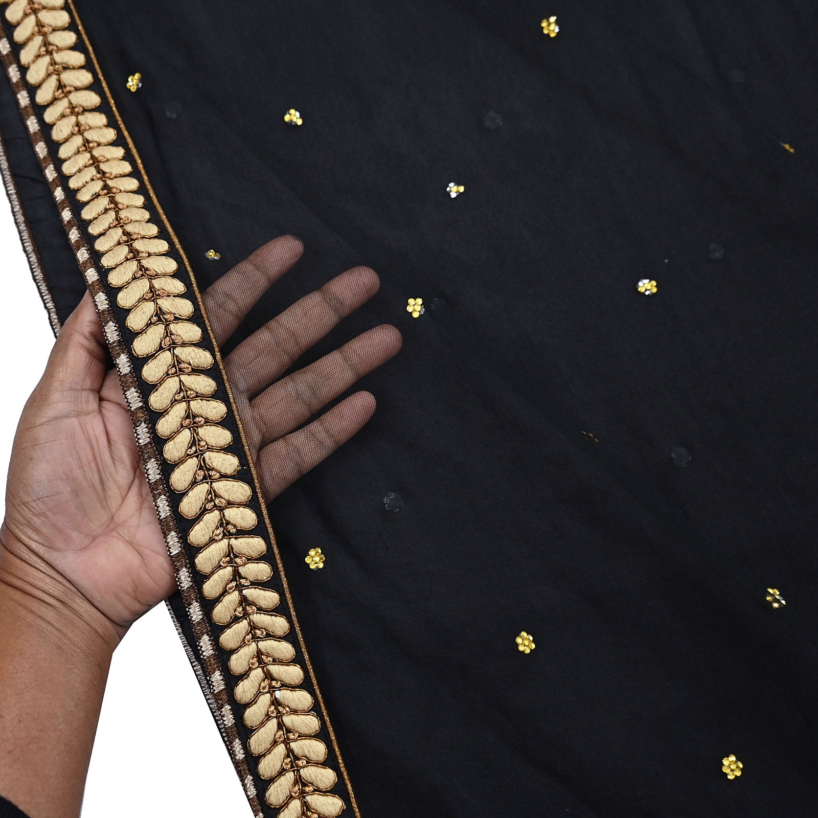 Pre-owned Saree Black Pure Georgette Silk & Net Hand Embroidered Sabyasachi Sari