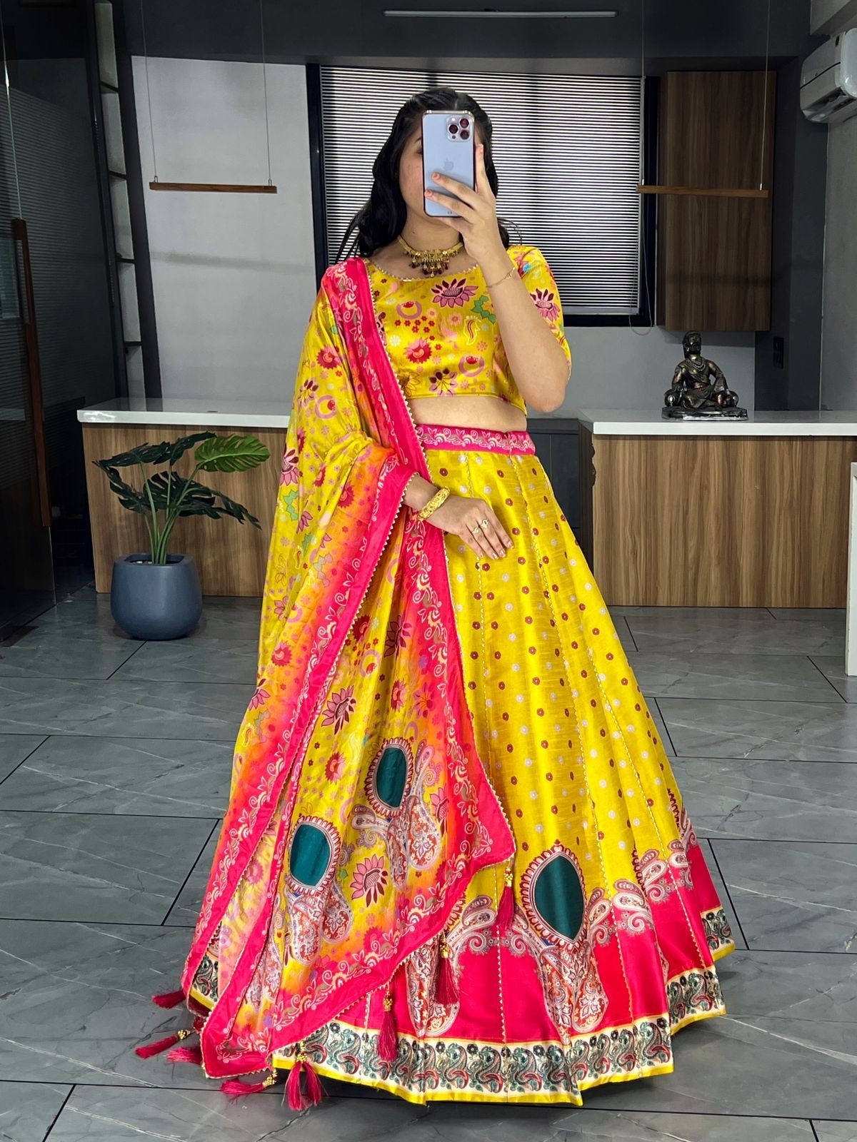 Traditional Indian Lehenga Choli Printed Gota Patti Party Wear