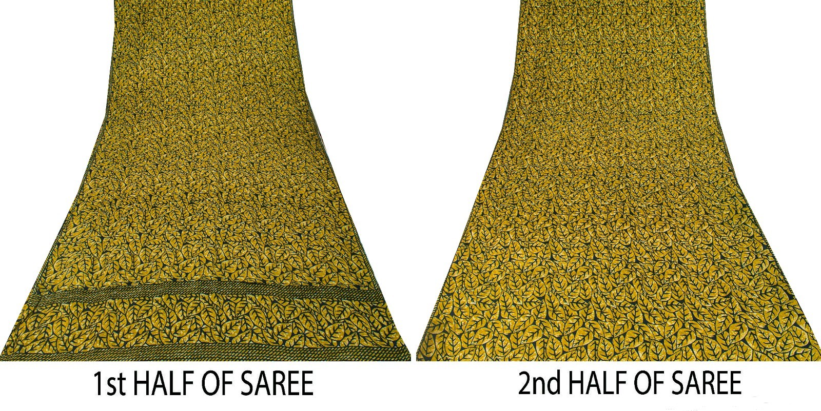 Sanskriti Vintage Soft Green 100% Pure Crepe Silk Sari Leaf Printed Saree 5.5Yd