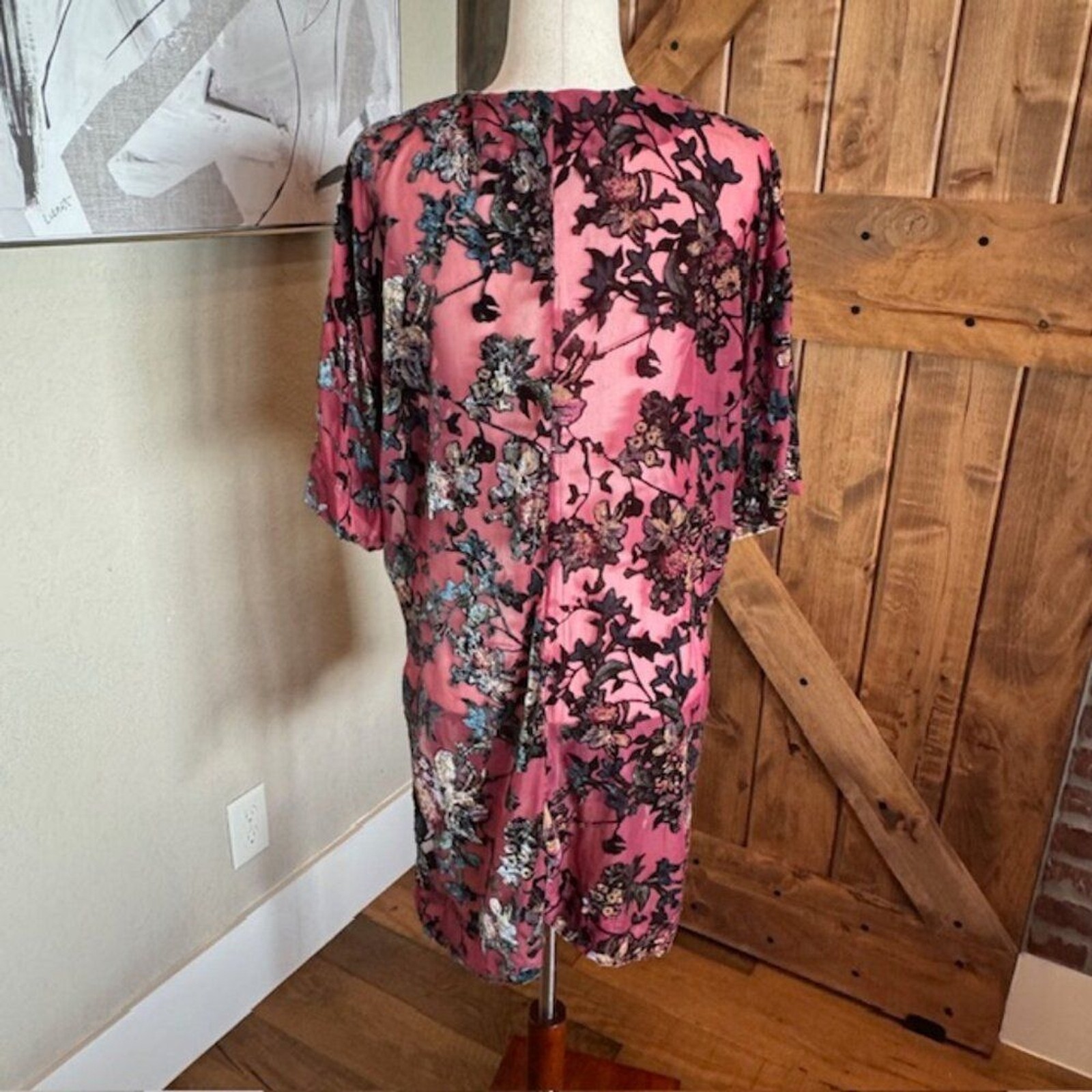 Arizona Jean Co. Velvet Burnout Floral Kimono Robe – Size M/L