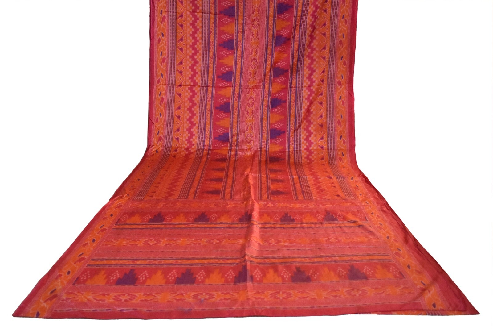 FNC Vintage Pink Sambalpuri Ikat Sarees Handwoven Art Silk Sari Fabric Antique