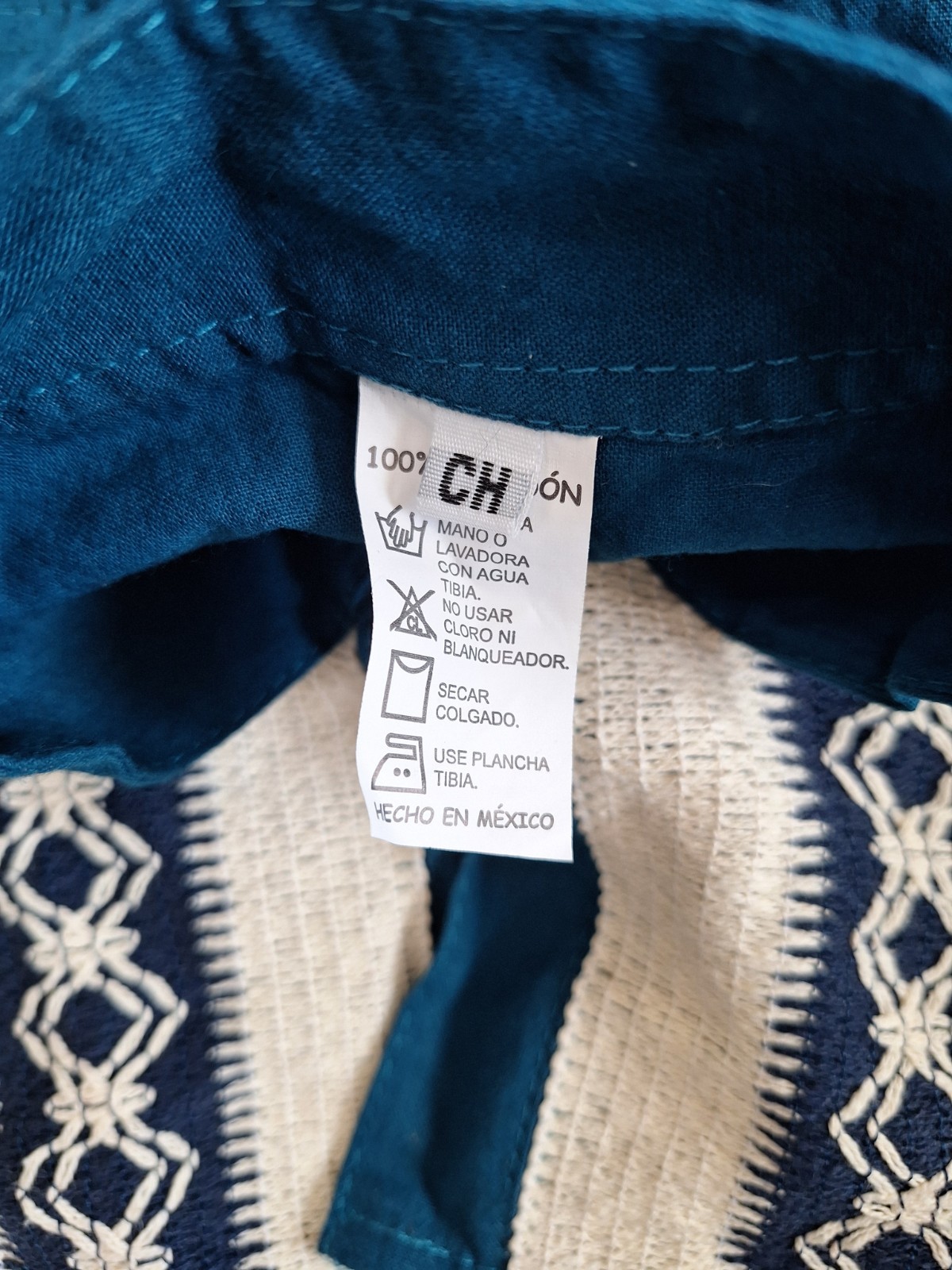 Blue Mexican Guayabera 100% Cotton Size CH / US Med Made In Mexico
