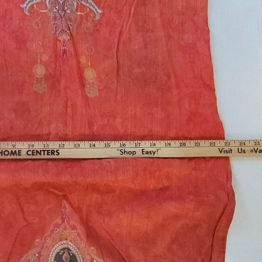 Orange Vibrant Digital Printed Lawn Kurti Tunic Women’s Large Ethnic Festival