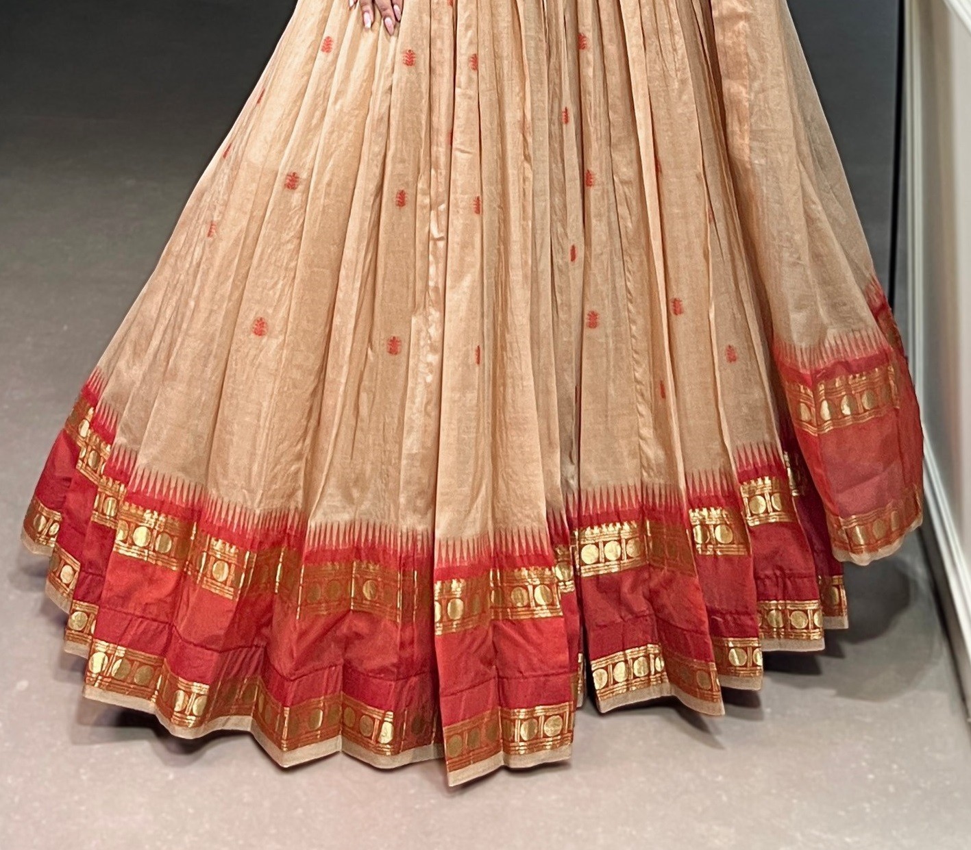 Indian Designer Cream Chanderi Lehenga Choli With Dupatta For Wedding & Party