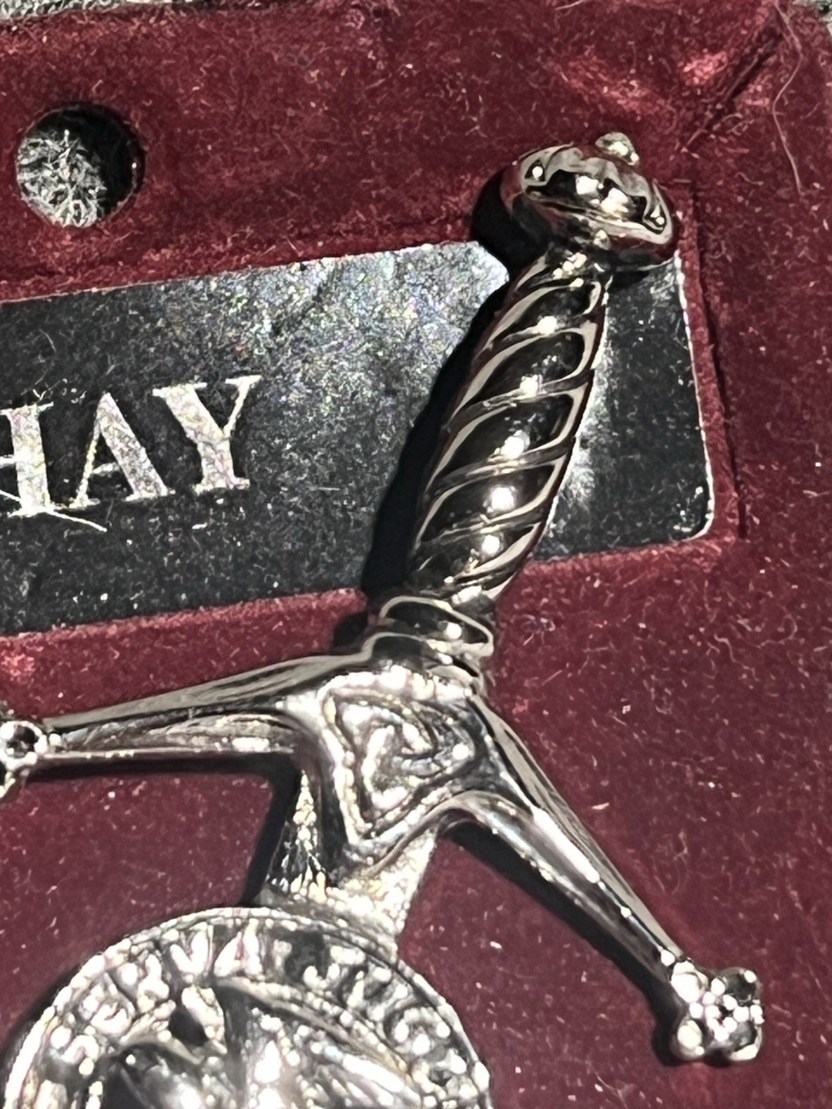 Hay Family Clan Kilt Pin Pewter Traditional Made In Scotland New 3.75”