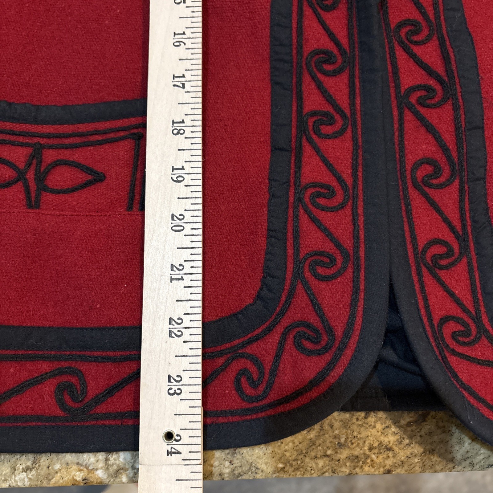 Vintage Guatemalan Red Solola Jacket Hand Woven Embroidered Wool Folk Art L