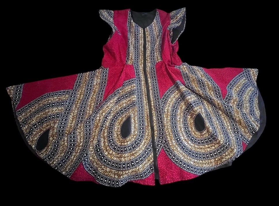 Ray Darten Anu African Print Zip Front Jacket Dress Size 3x Pockets Cap Sleeve