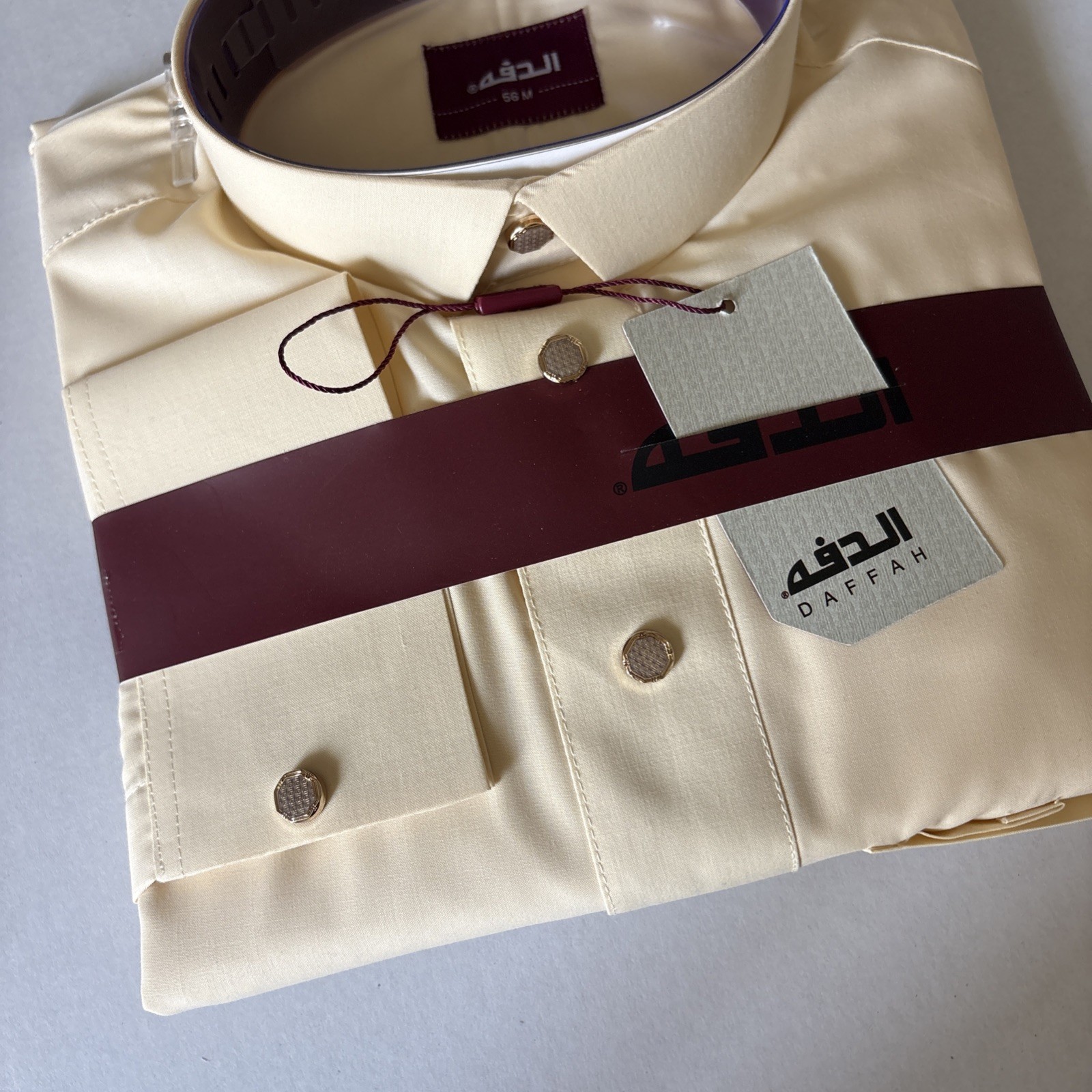 MEN Size 56M DAFFAH High Quality ALL SEASON Thobe CUFF SLEEVE SHIRT COLAR