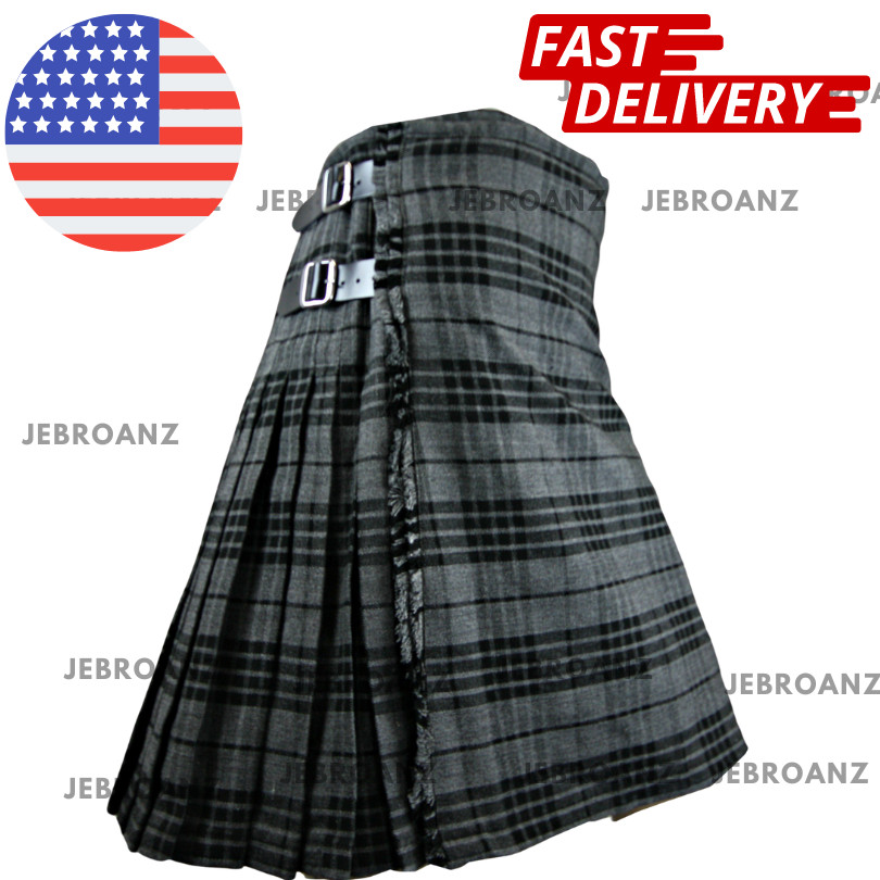 Brand New Scottish Grey Watch Kilt Mens 5 Yard Tartan Kilt Highland Kilt 13oz