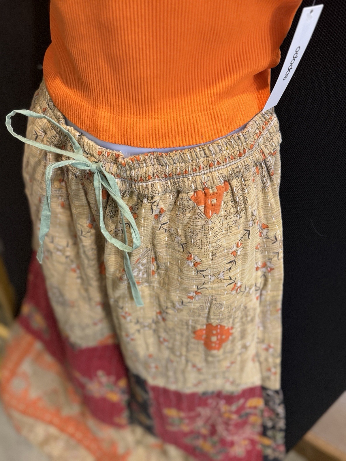 🔥Kantha Patchwork Bell Bottom Pants OS Artisan OOAK Crop Top Set M/L
