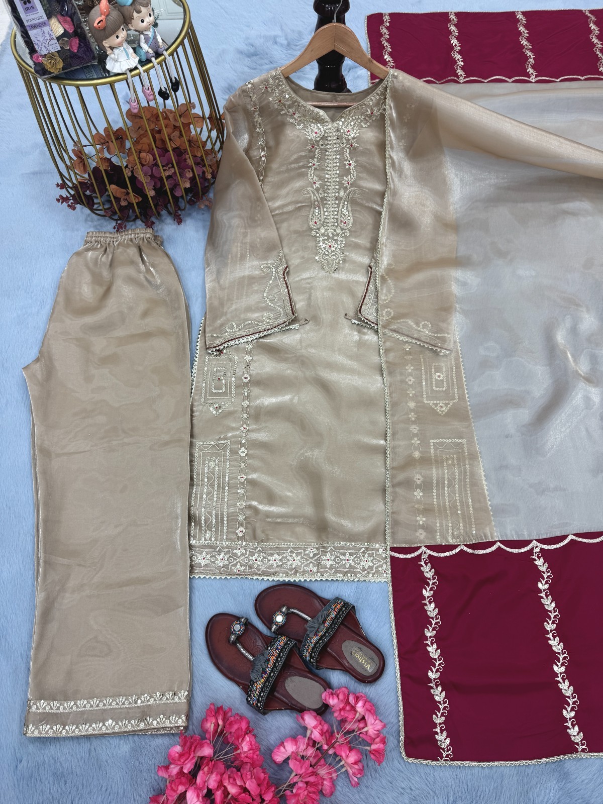 New Collection Silk Kurta Palazzo With Dupatta For Wedding Party Wear Readymade