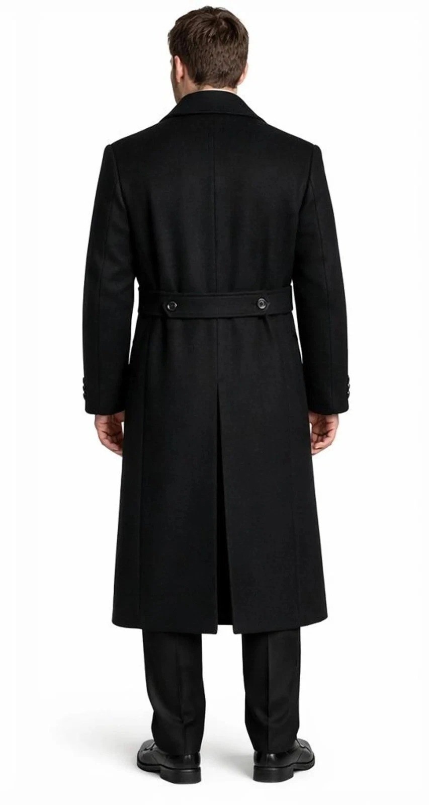 Black Wool Long Overcoat Vintage Double Breasted trench coat