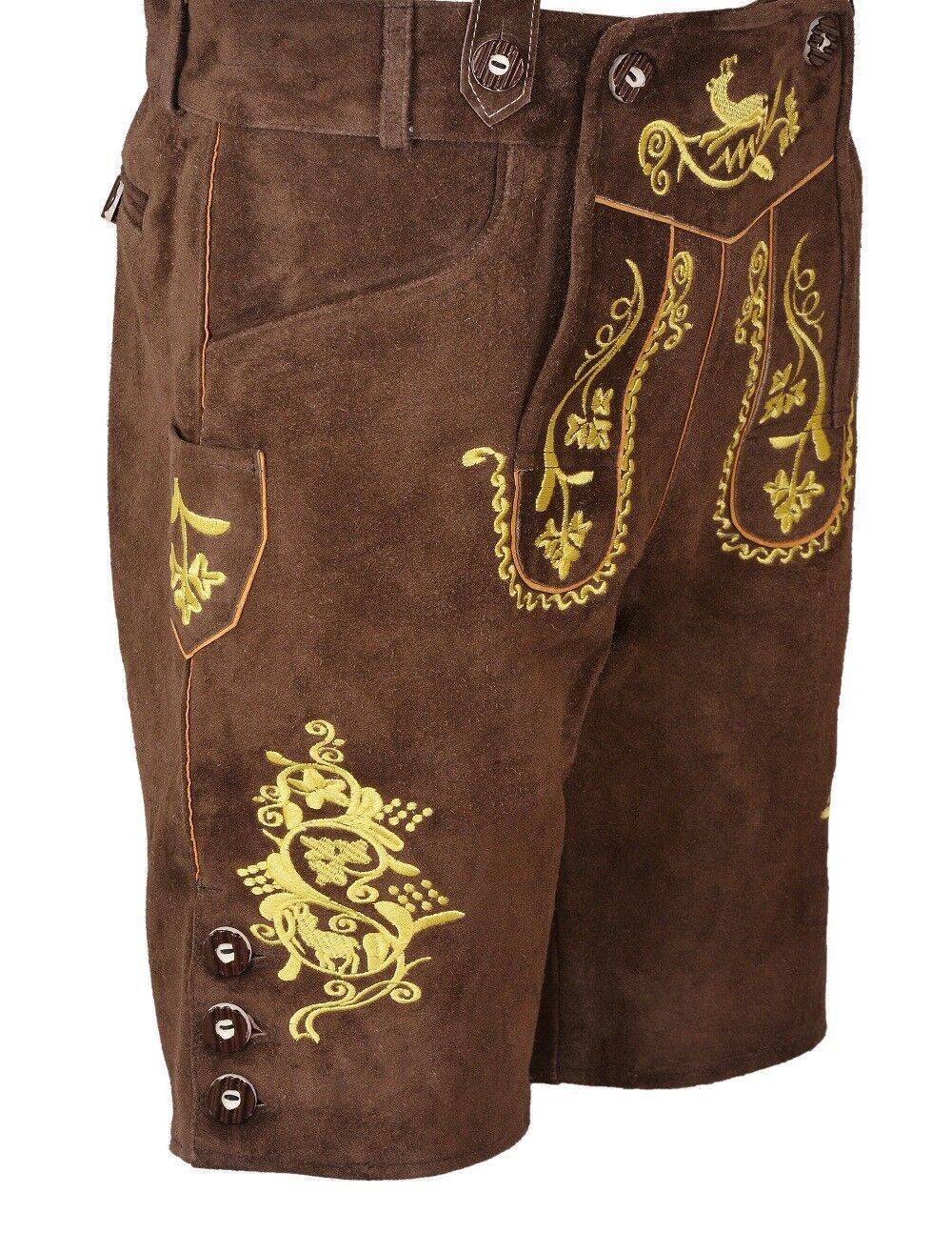Oktoberfest Bavarian Lederhosen Men German Cowhide Real Leather Matching Short