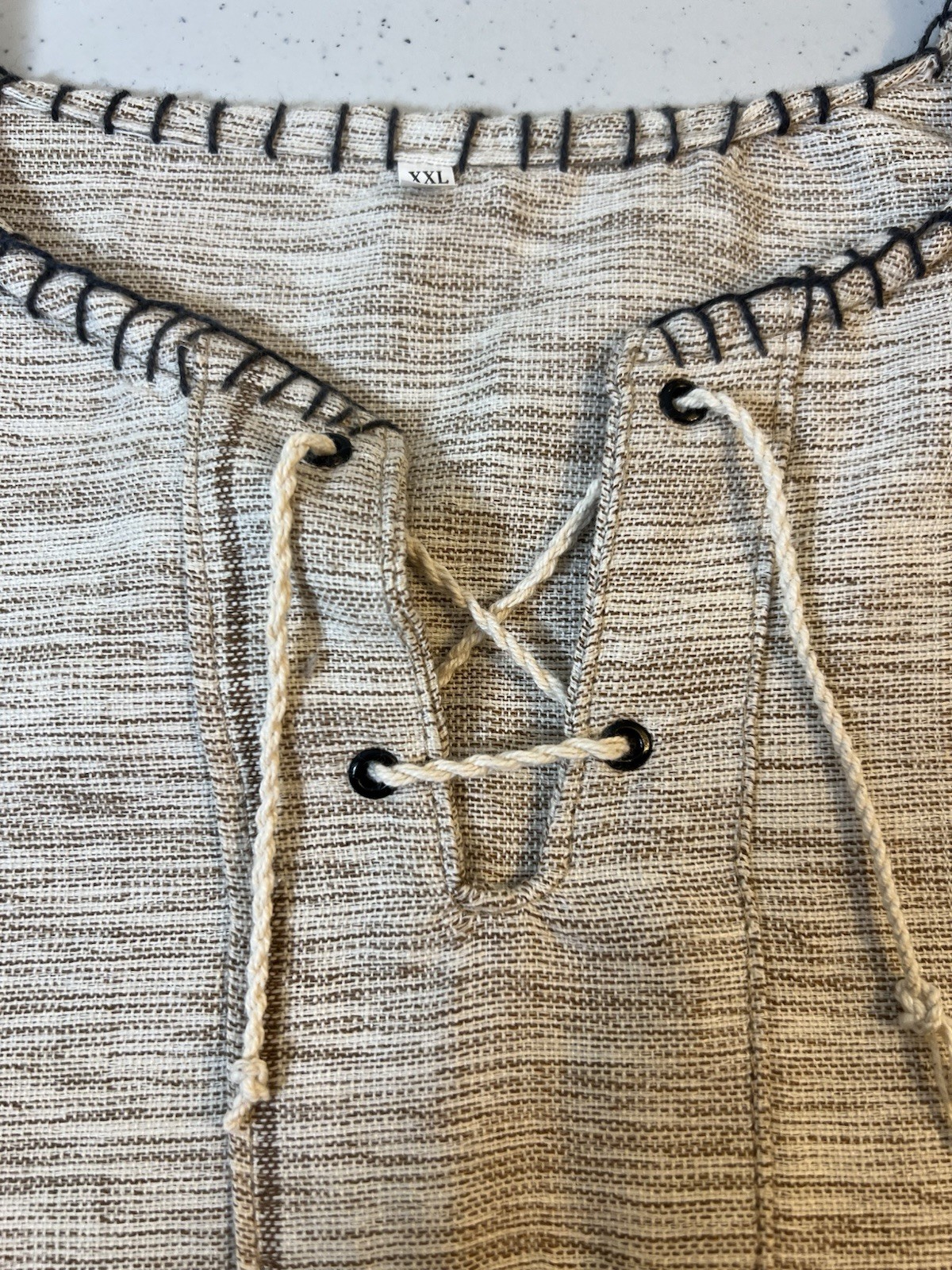 Africa Woven Lion Shirt Size XXL With 2 Pockets & Fringe Handmade In Africa