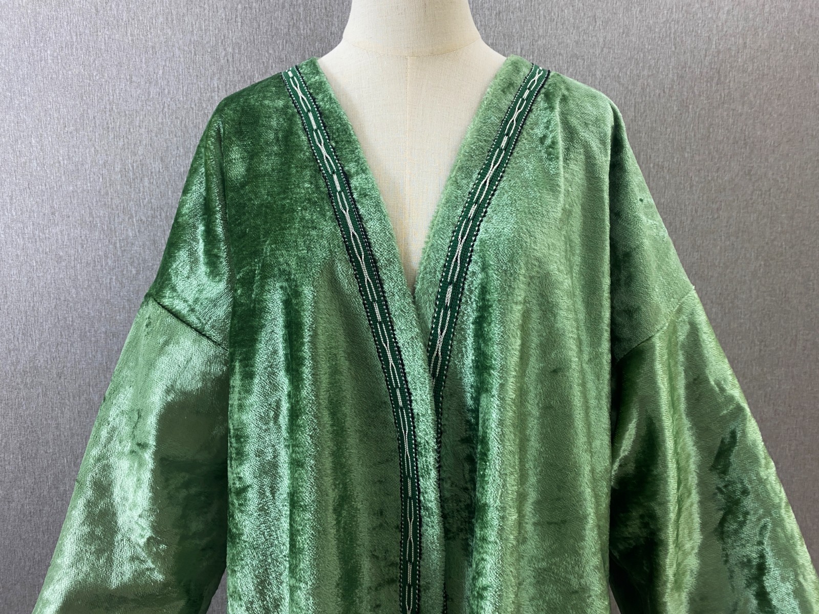 Vintage Silk Velvet Jacket Uzbek Ikat Lined Kimono OOAK Handmade Coat Pockets
