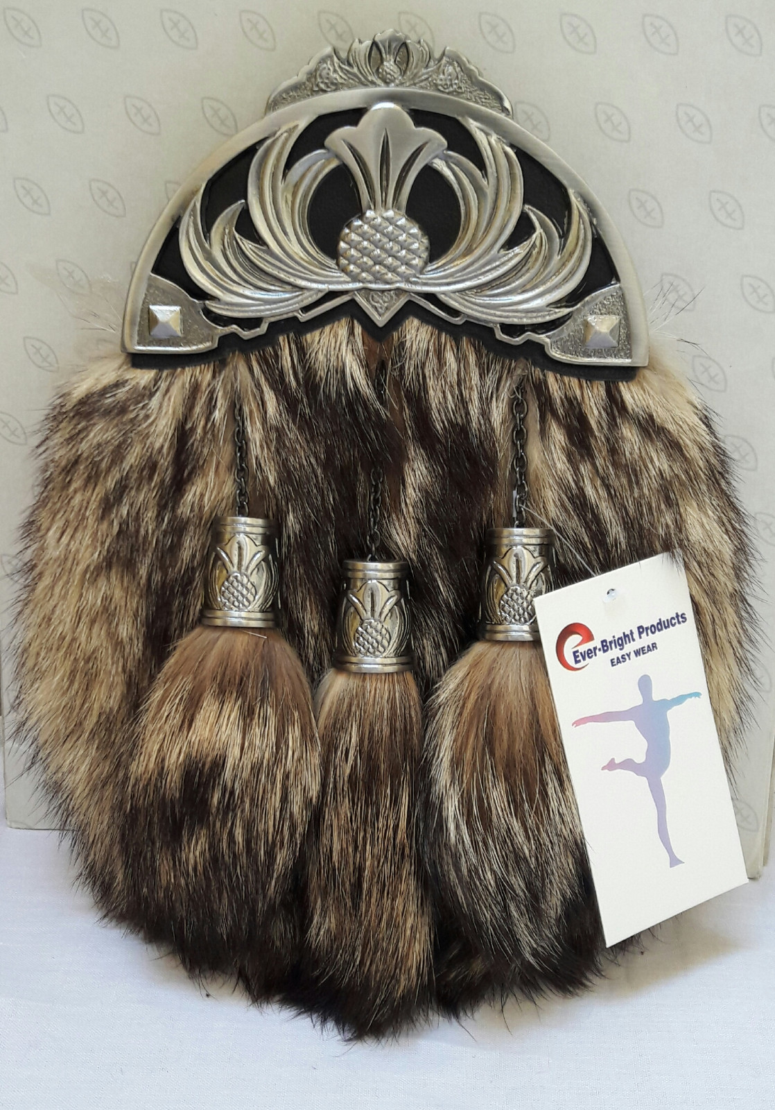 Scottish Kilt Original Fox Fur Full Dress Sporran Antique Anemal CROWN Cantel