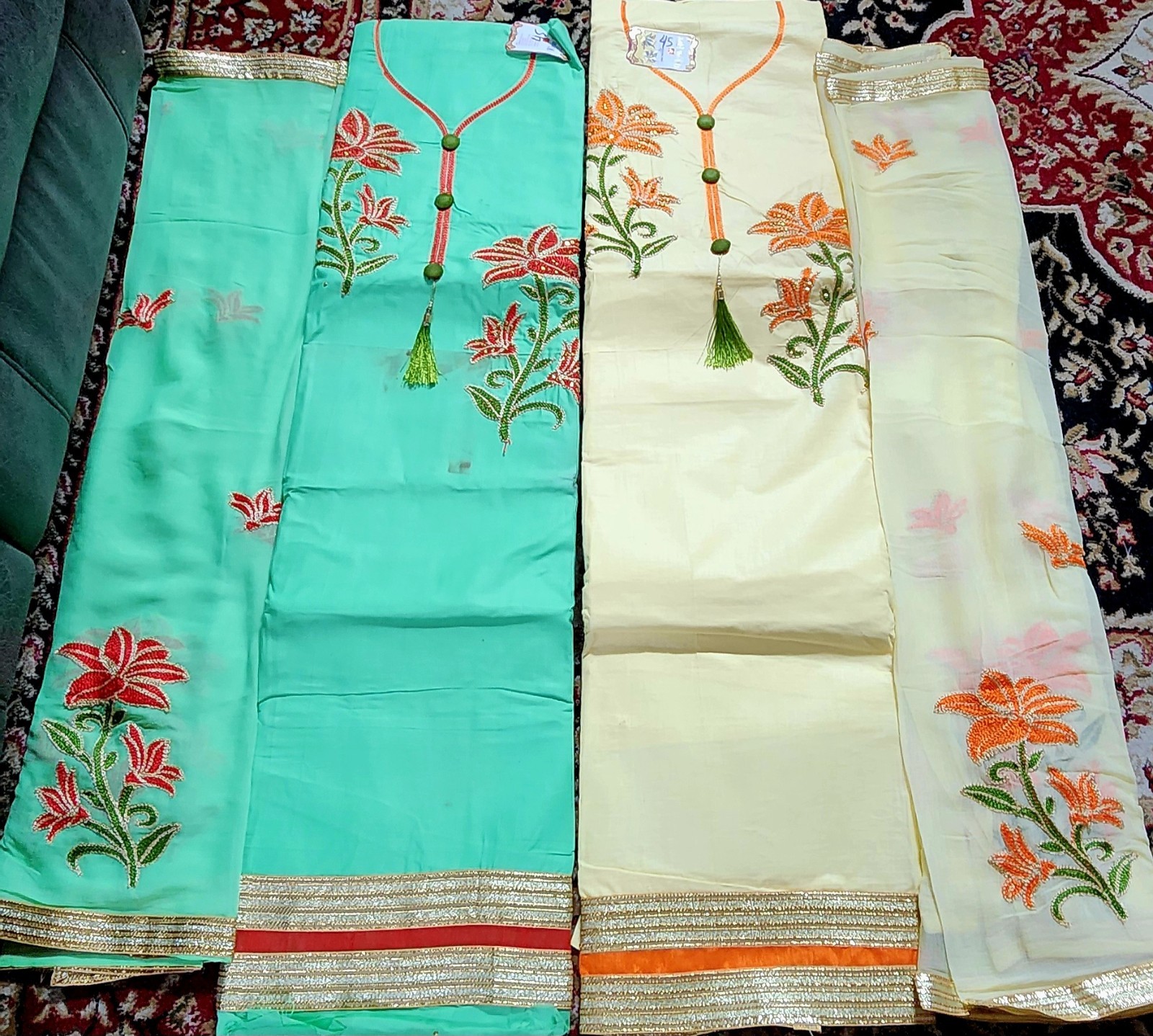 3 Peice 100% cotton Unstitched open fabric Salwar Kameez dupatta suit set
