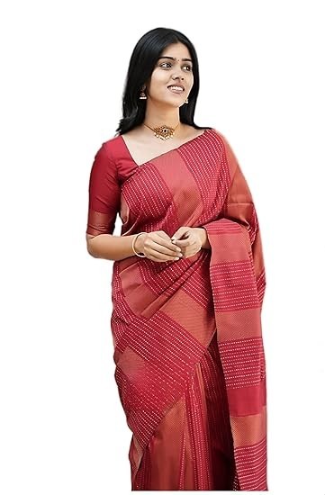 Women Kanjivaram Banarasi Paithani Jacquard Silk Saree With Unstitched Blouse