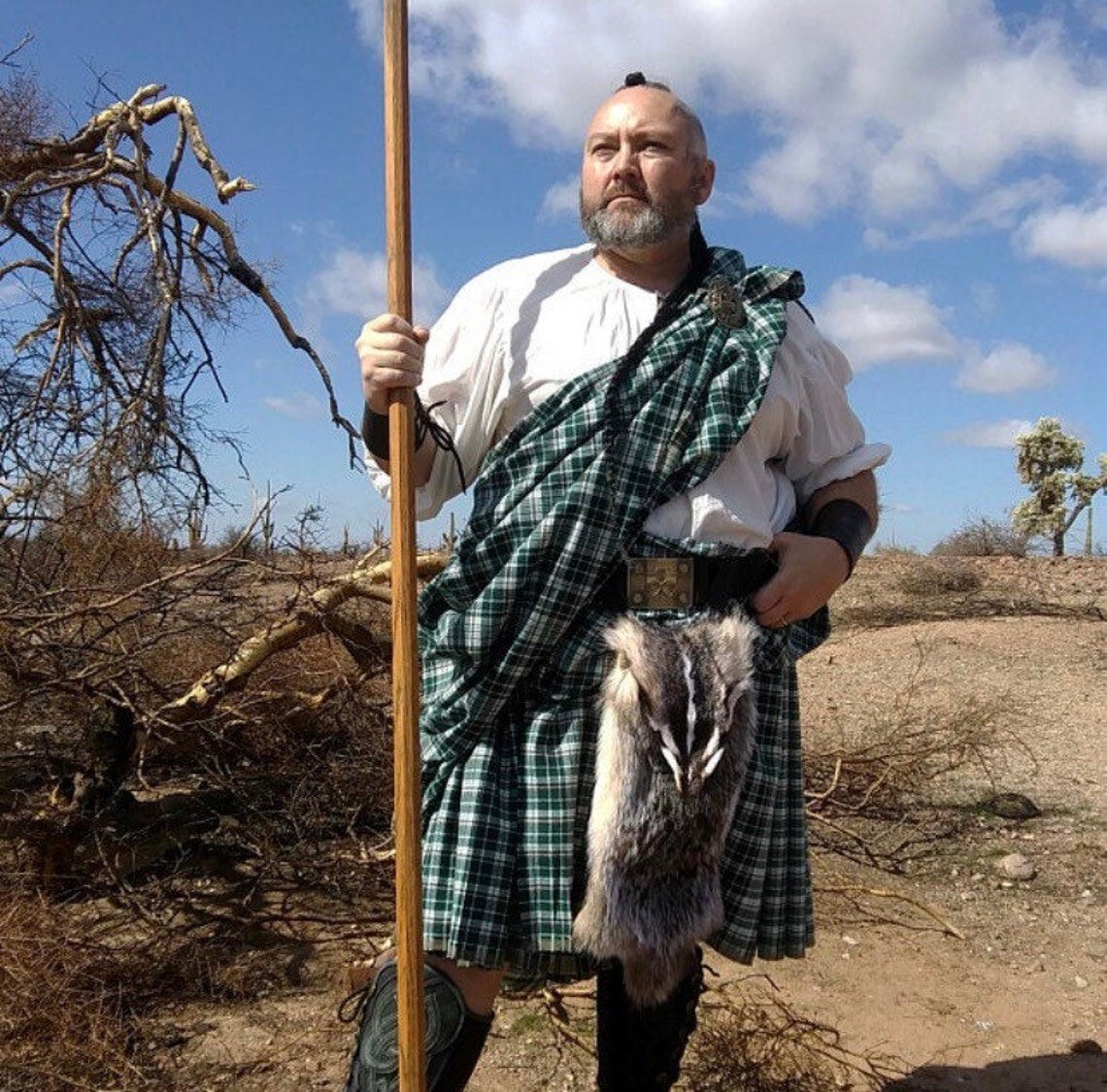 Badger masked sporran fur for kilt and celtic reenactor scottish kilt leather