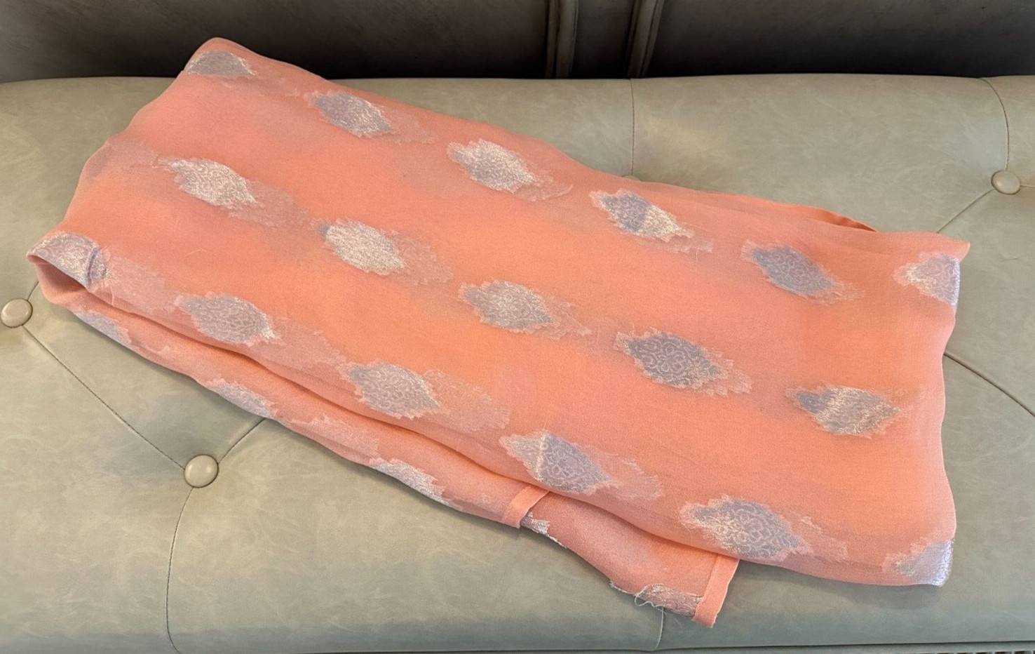 Sheep Peach Raw Silk Embroidered Shalwar Kameez – Size 14