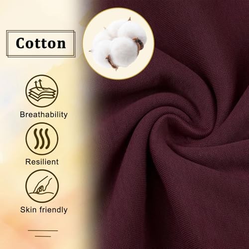 Cotton Tie 2.56” Skinny Ties for Men, Solid Color Neckties for Wine Red