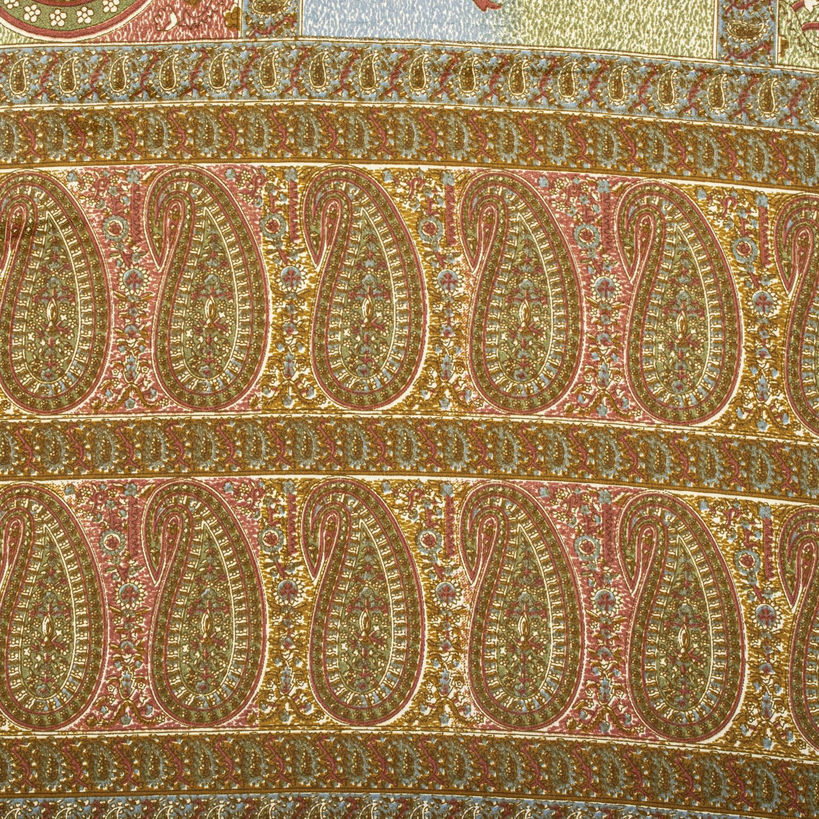 Sanskriti Vintage Cream Soft Moss Crepe Saree Kalamkari Print Sari 5.5Yd Fabric