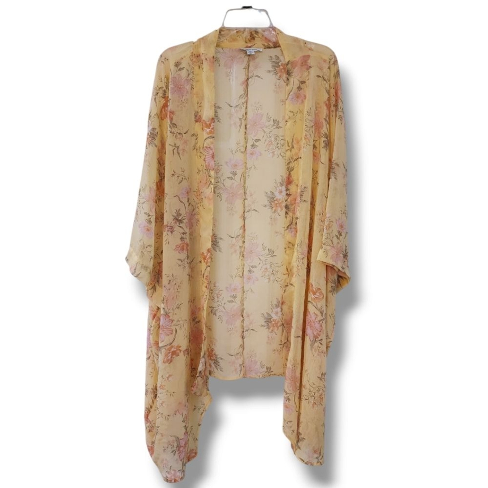 American Eagle Outfitters AEO yellow amd pink floral sheer relaxed fit kimono OS