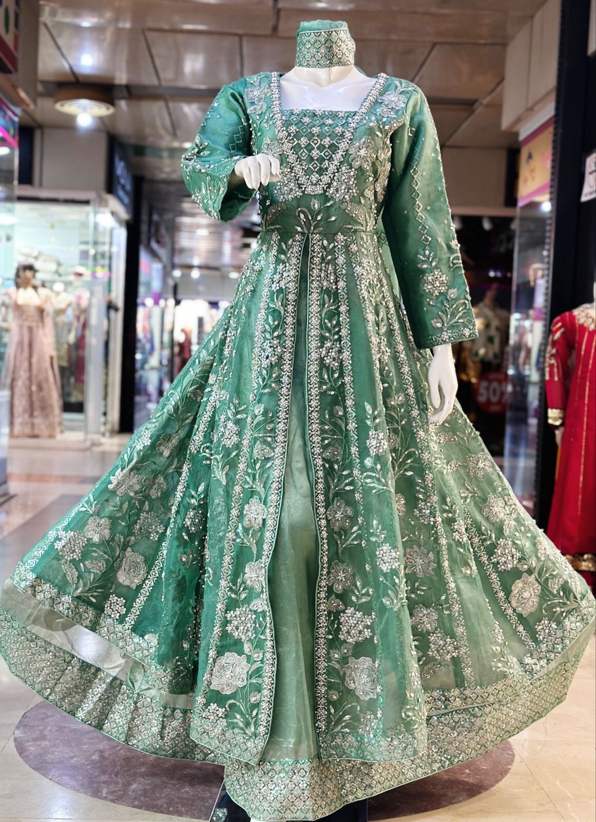 Pakistani Readymade Wedding Collection Heavy Handwork Embroided Upper Long Frock