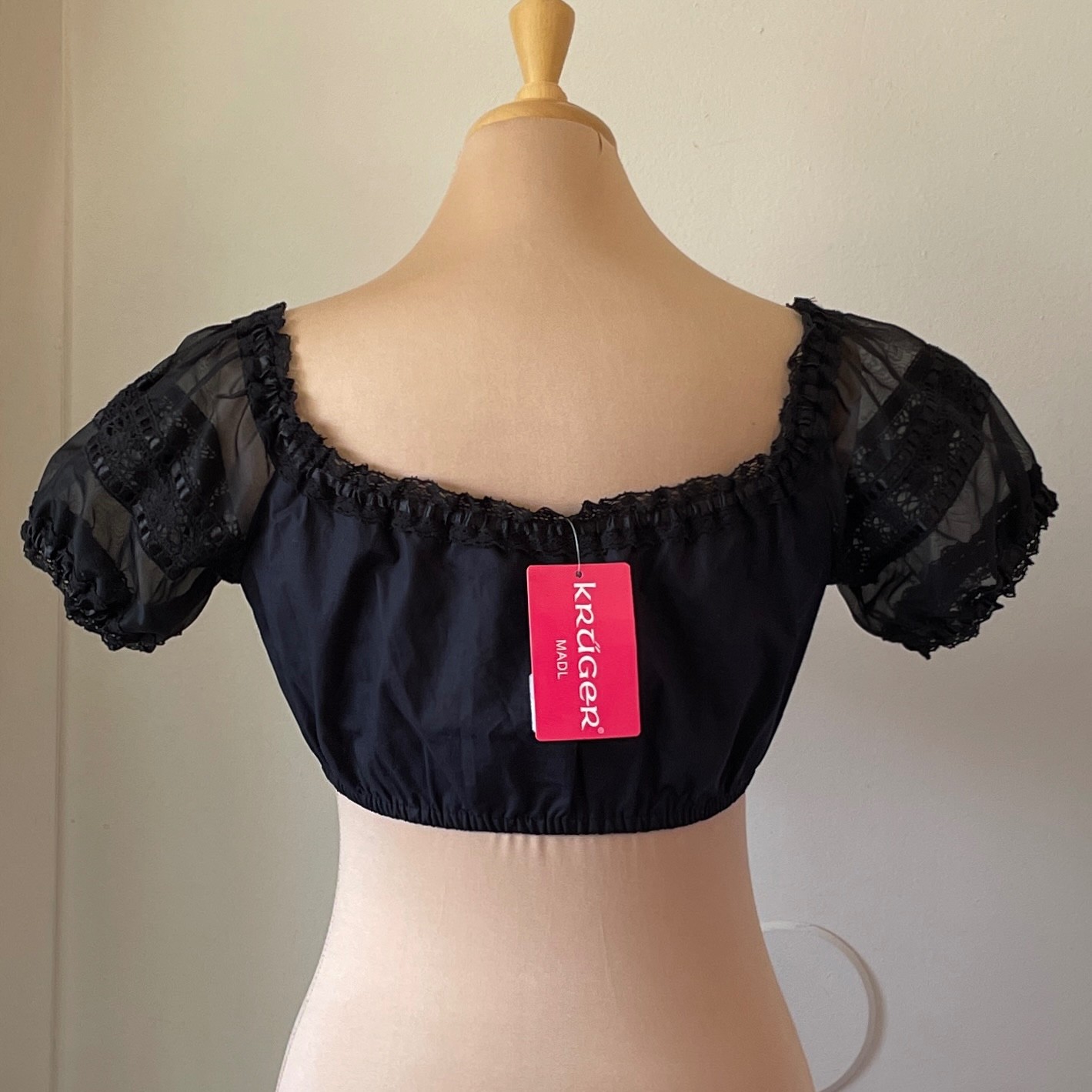 Krüger Feeling Dirndl Set EU 42 US 10/12 Gray Burgundy Deer Oktoberfest NWT