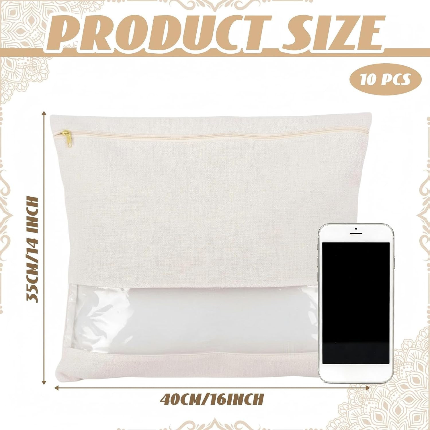 Large Cotton Saree Storage Bags with Transparent Window – Set of 10