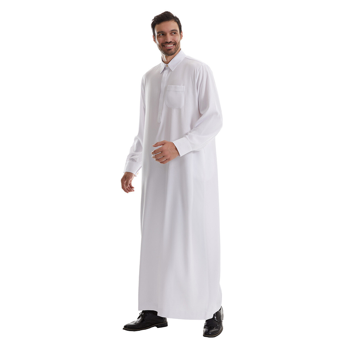Saudi Men Muslim Kaftan Jubba Thoub Thobe Dishdasha Long Robe Abaya Kaftan Dubai